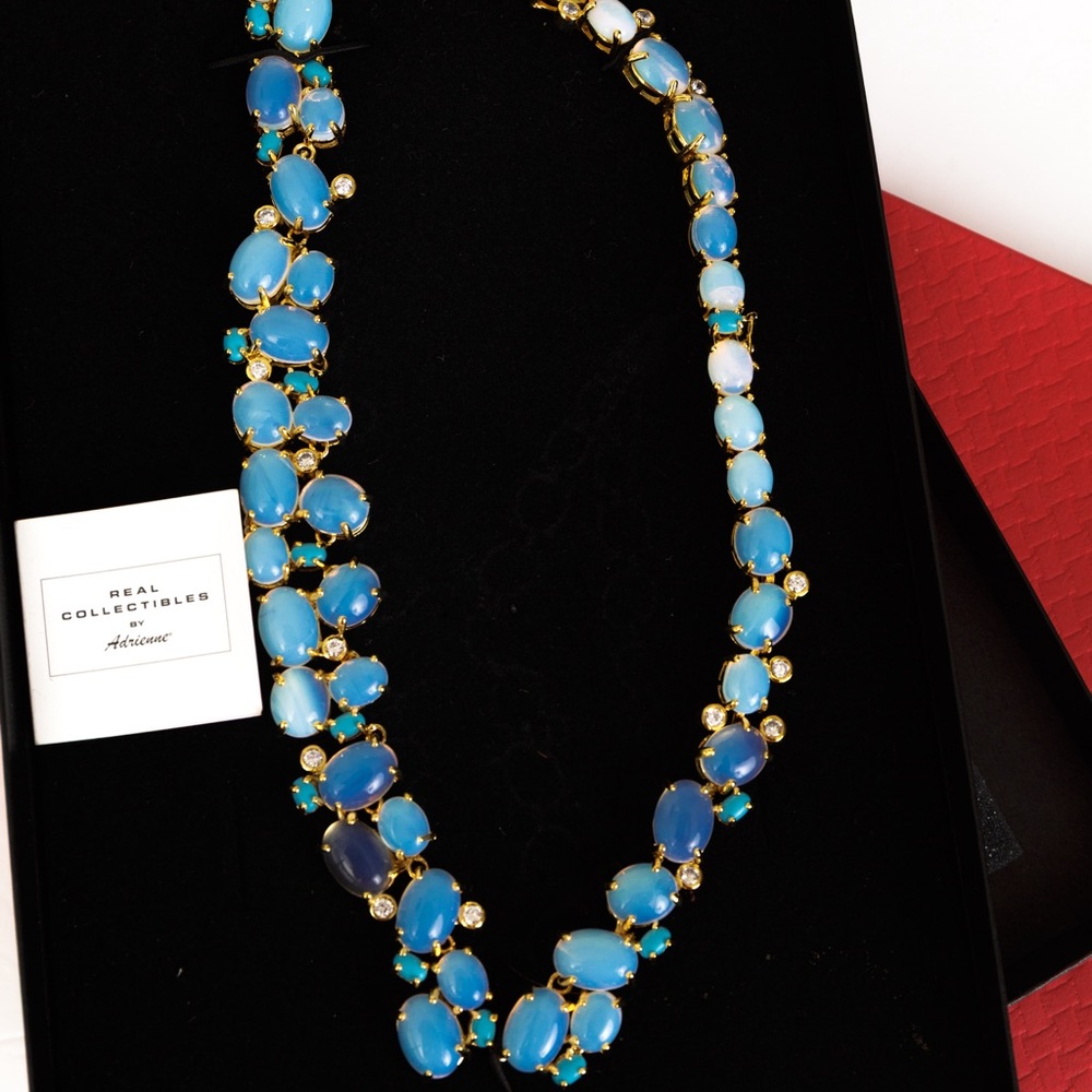 Real Collectibles by Adrienne cabachon necklace blue stones & faux diamonds - Picture 8 of 16